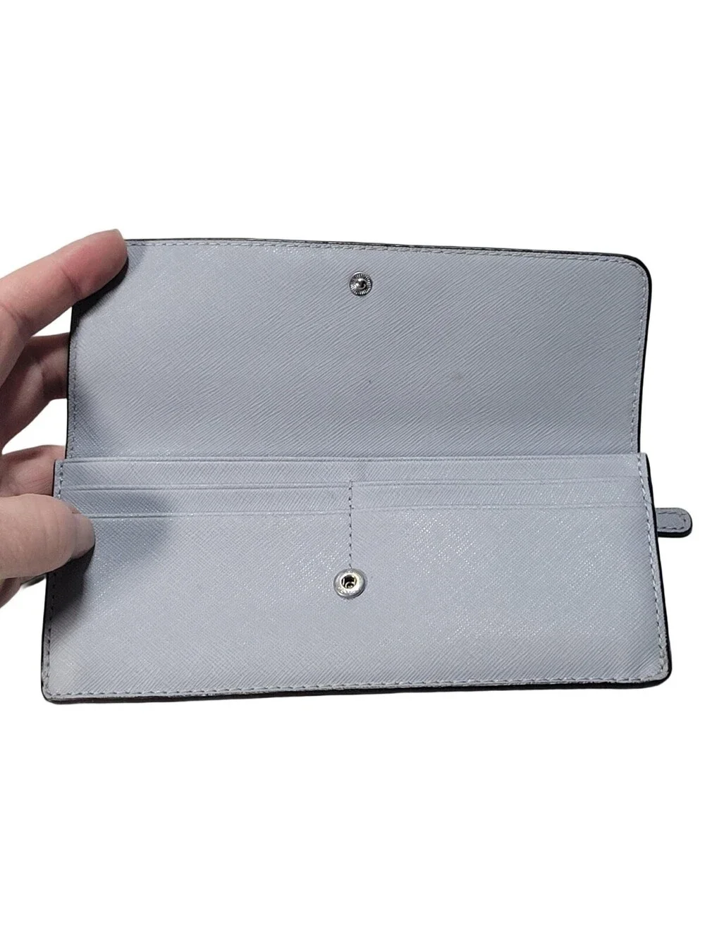 Michael Kors Women's Jet Set Travel Flat Wallet Gray Saffiano Leather